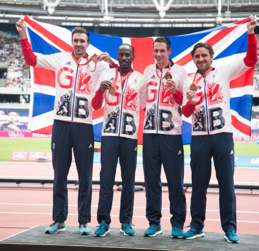 The Mens Relay Team ( Andrew Steele, Robert Tobin, Michael Bingham and Martyn Rooney ) Team GB